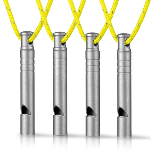 TISUR Titanium Emergency Whistle,120db Safety Whistle with Lanyard,Outdoor Survival Small Whistle for Life Saving,Hiking,Pets Training,Coach Sports
