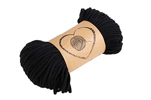 Amazinggirl Katoenen koord koord katoen zwart macramé garen 5 mm - katoenen garen katoenen koord met polyester kern 100 m gekleurd