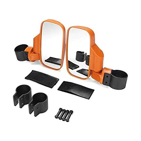 Motobiker UTV Side View Mirror 1.75" - 2" Roll Cage Tempered Glass Breakaway Mirrors Compatible with Polaris Ranger RZR, Can Am Commander, Maverick X3, Gator, Teryx, Rhino YXZ and more (Orange) Cover