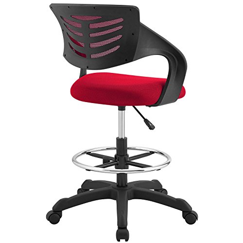 Image of Modway Thrive Drafting Chair - Tall Office Chair for Adjustable Standing Desks in Red