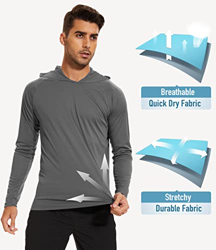 Magcomsen MCSDMFSCT-172-DARK GREY-2XL Mens Long Sleeve Hoodie For Men Sun Shirts Uv Protection With Hooded Quick Dry Fishing Athletic Workout Shirts Dark Grey thumb #3