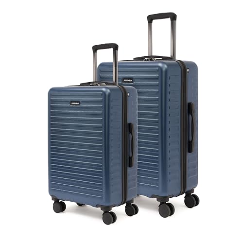 Image of Assembly Luggage Trolley Set of 2- Medium Check-in + Check-in Large with TSA Locks & 8 Spinner Wheels, Spacious Polycarbonate Hard Shell Trolley Bags for Business Travel & Vacations, Blue, 24+28 Inch