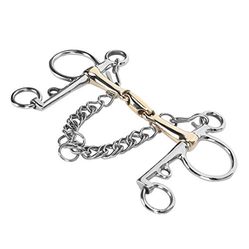 Evtscan Horse Bits Snaffle, Stainless Steel Pelham Horse Bit Accessory, Jointed Silicon Brass Connector Accessory Equestrian Beginner #TOP2
