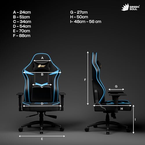Image of Green Soul Monster Ultimate Series S | Multi-Functional Ergonomic Gaming & OfficeChair | Premium Spandex & PU Leather Fabric | Adjustable Neck, Lumbar Pillow | 4D Adjustable Armrests (Black Blue)