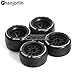 Chanjorlin 1/10 RC F1 Front and Rear Tires and Wheels 14mm Hex RC Drift Racing Hot Melt Tyres for 1/10 RC Formula One F1 Car Tamiya F104 PROII 58652 TRF104 42389 PANCAR KIT Teampowers TP 4PCS