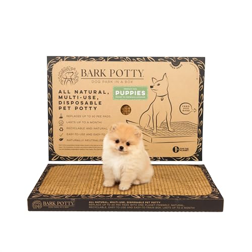 Bark Potty for Puppies – Indoor Puppy Litter Box, Dog Potty Tray 24×16 | Plant-based fiber material – stays dry & pest-free, easy one-hand disposal, indoor potty for dogs, puppies & housebreaking