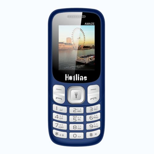 Image of HOTLINE H312 Dual SIM Keypad Mobile Phone | 1.77 inch Display | Wireless FM | Digital Camera | Expandable Memory | LED Torch and Long Battery Life (Blue)