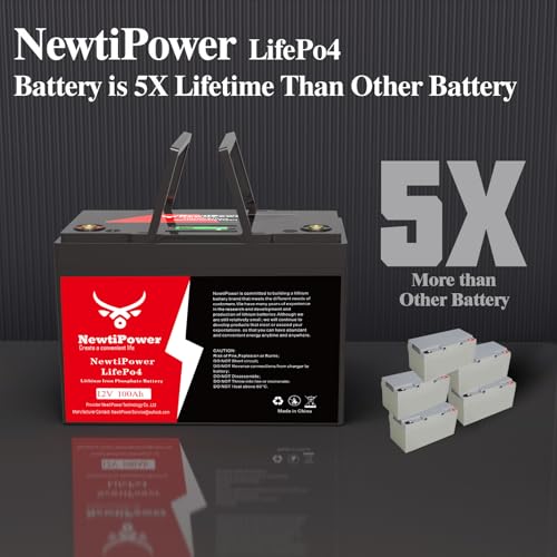 Image of 12V 100Ah Lithium LiFePO4 Battery with 100A BMS Grade A Cells Deep Cycle Rechargeable Battery,10000+ Cycles,Perfect for Golf Cart,Off Grid Applications (12.8V 100Ah)