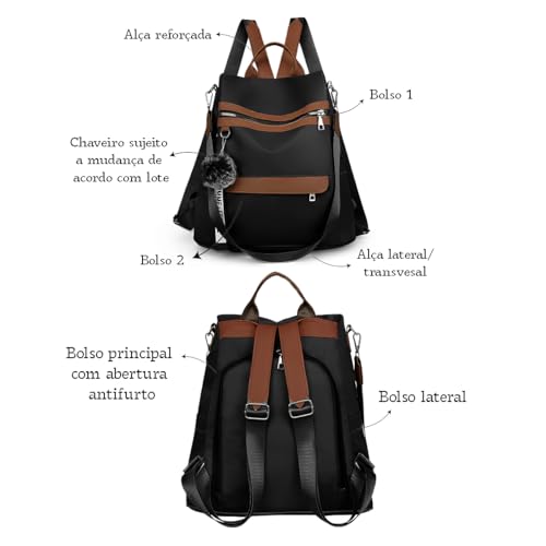 Mochila Feminina Multifuncional Elegante Transversal Bolsa Média Compacta Dia a Dia Casual Impermeav