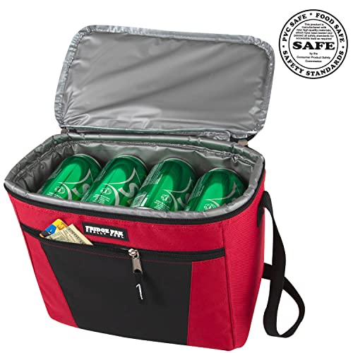 Fridge Pak Insulated Adult Lunch Box & 12 Can Large Capacity Can Cooler Bag (Red/Black) #TOP2