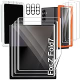 Milomdoi 9 in 1 Screen Protector for Samsung Galaxy Z Fold 7, 3 Inside Flexible Film + 3 Front Tempered Glass + 3 Camera Lens Protector Accessories with Installation Frame, No Bubbles