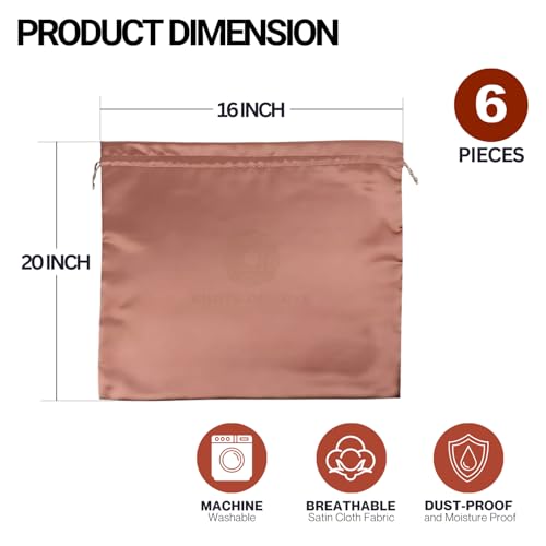 Image of Silk Dust Bag for Handbag, Purses, Shoes, Boots - Silk Drawstring Dustproof Storage Pouch, Reusable and Travel Organizers (6, Pink, 20in x 20in)