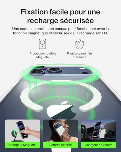 Belkin SheerForce Clear Coque iPhone 17 Pro Max Coque de Protection Compatible MagSafe Design Fin Protection Antimicrobienne Antirayure Magnétique et Anti Impacts - vue 6