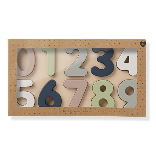 Image of Ali+Oli Baby Soft Silicone Number Puzzle Toys for Toddlers (11 Piece Set) - Montessori Learning Puzzle - Silicone Number Shape Sorter Toy