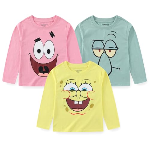 SpongeBob SquarePants Girls 3 Pack Long Sleeve Shirt for Big Kids