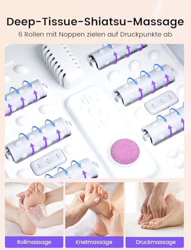 RIKE Faltbares Fußbad mit PTC-Schnellheizung & Massage, Klappbares Fußmassagegerät mit Präziser LCD-Temperaturregelung & Rotlicht, Wellness Geschenk für Senioren & Home Office