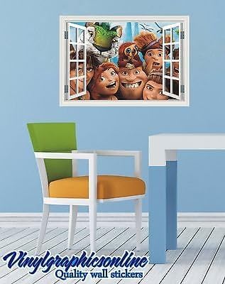 Vinylgraphicsonline The Croods Family And Friends Colour Magic Window Image Wall Sticker Mural 85 Small 40Cm