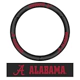 FANMATS 40510 University of Alabama Genuine Leather Steering Wheel Cover | Black...