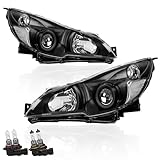 KUIPERAUTO Headlights Assembly Replacement Compatible with 2010-2014 Subaru Legacy Halogen with Clear Lens Black Housing Clear Reflector Front Lamps Driver and Passenger Side (Set of 2) SU2502141