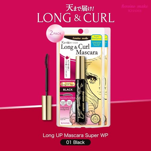 Image of Heroine Make by KissMe Waterproof Mascara Black | Volumizing, Lengthening & Smudge-Proof Formula | Waterproof Mascara for Long-Lasting Curl & Volume | Made in Japan | 2 Pack