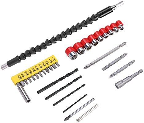 Yosoo Flexible Shaft Bits Extention Screwdriver Drill Bit Holder Connecting (With 12pcs Screw Driver Heads+10pcs Drill Bits)