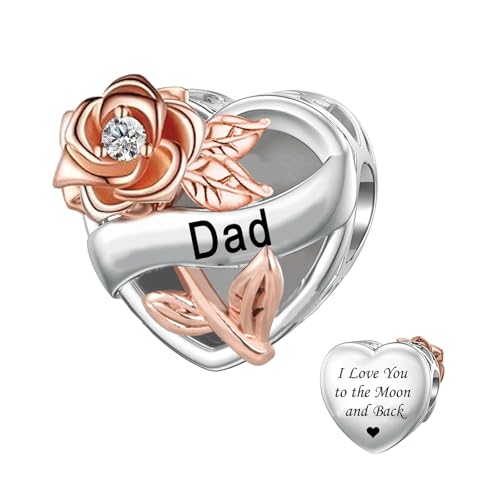 ZakiaHo Abalorio de corazón para mamá, hija, hermana, abuela, abuela, mejor amiga, para pulseras, regalo de cumpleaños para mujeres, compatible con pulseras Pandora, Cobre, No es una piedra preciosa
