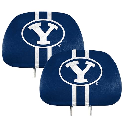 FANMATS 62040 BYU Cougars Printed Head Rest Cover Set - 2 Pieces
