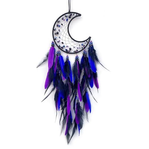 Handmade Dream Catcher,Natural Healing Crystal Wall Hanging Decor,Boho Feather Crystal Ornament for Bedroom Living Room Meditation,Spiritual Positive Energy Home Decoration,Unique Gift for Women