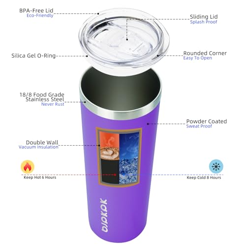 Image of BJPKPK 20 oz Skinny Tumbler with Lid, Stainless Steel Insulated Coffee Cup