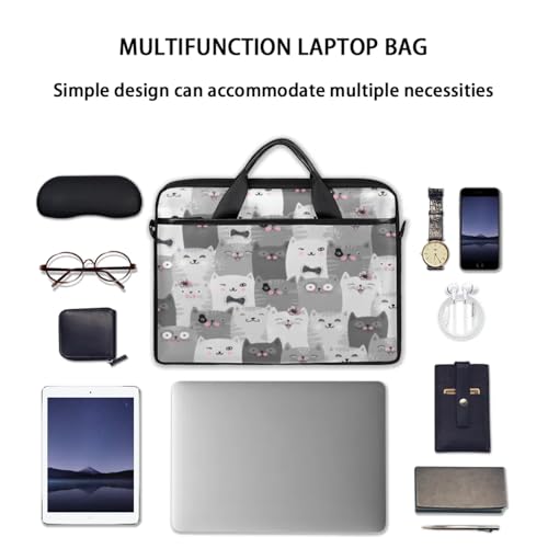 Cute Hand Drawn Cats Laptop Case Bag with Detachable Strap Waterproof Laptop Bag Notebook Carrying Case 15.6 inch Laptop Sleeve Bag for Men Women Work Travel 7