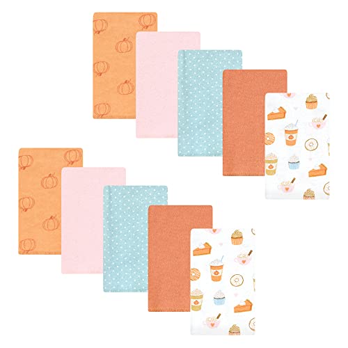 Image of Hudson Baby Unisex Baby Cotton Flannel Burp Cloths, Pumpkin Spice, One Size
