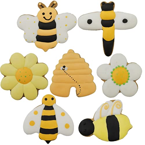 Honeybee Series Cookie Cutters Set Of 7 Pcs, Stainless Steel Bee/Honeycomb/Flower Shaped Fondant Cutter Molds Baking Diy #TOP3