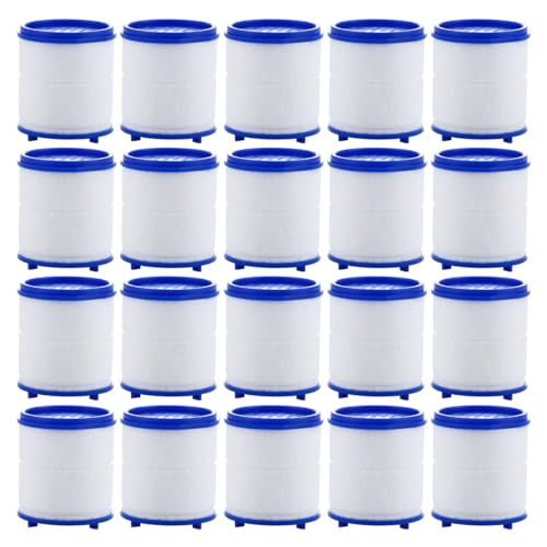 homeemoh PP Cotton Faucet Filter Elements 20pcs Water Filter Cartridges Replacement for Kitchen Bathroom Remove Chlorine Heavy Metal