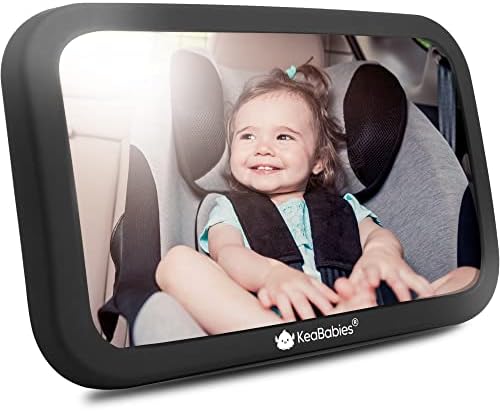 Large Shatterproof Baby Car Mirror - Safety Baby Car Seat Mirror - Baby Car Mirror for Back Seat Rear Facing Infant - Carseat Mirrors - Fully Assembled Baby Mirror For Car (Matte Black)