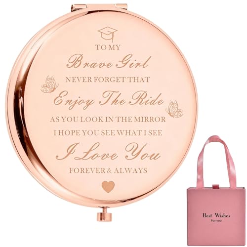 Atarvana Compact Mirror Gifts for Graduation with Gift Box, Rose Gold Compact Mirror for Graduate | Congratulations Gift for Her