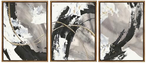 PicturePerfect Decor Black & White Abstract Set of 3 Pieces