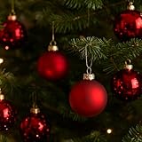 Set 16 Palline di Natale in Vetro – Rosso Lucido & Opaco, Confezione Eco in Cartone, Decorazioni Eleganti per Albero e Ghirlande 6cm - Varzi dal 1956