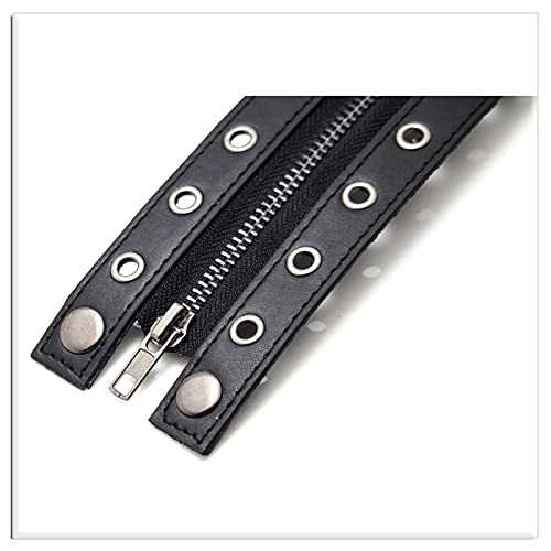 Image of Xusamss Punk Alloy Zipper Wristband Pu Leather Cuff Bracelet,7 1 /2 wrist
