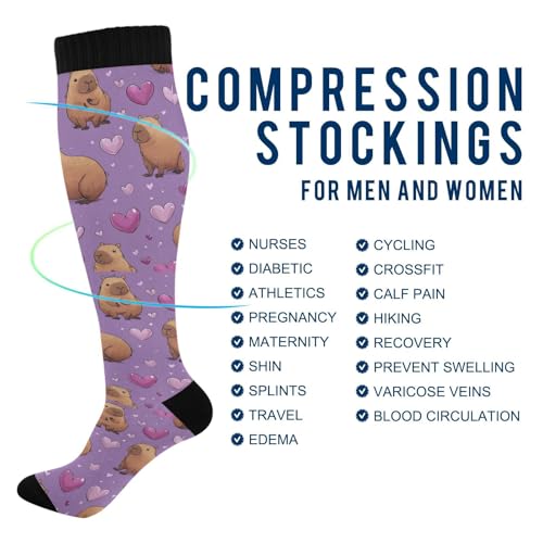 Image of Pigsaly Red White Polka Dot Womens Compression Socks Athletic Tube Sock Knee High Socks Outdoor Sport Socks