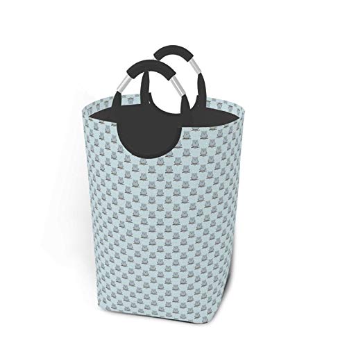 Wäschesack,Druck von Eulenliebhaber-Thema auf Zweigen Big-Eyed Animal,Großer faltbarer Wäschekorb,zusammenklappbarer