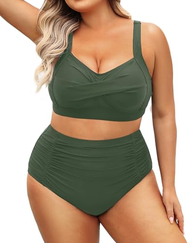Image of Daci Women's Plus Size Bikini Sets - High Waisted Two-Piece Swimsuits with Tummy Control