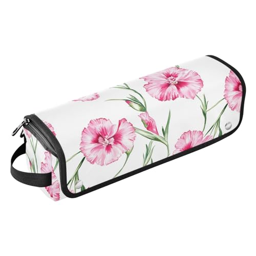 Bolsa de viaje para herramientas de cabello Pink Flowers con tapete para plancha y soporte para rizador, esencial portátil para viaje miniatura 1