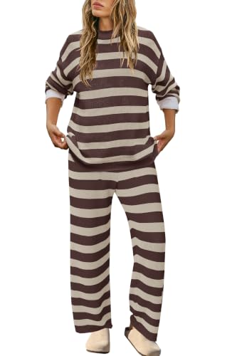 Image of SENSERISE Womens Striped Set Sweater Lounge Sets