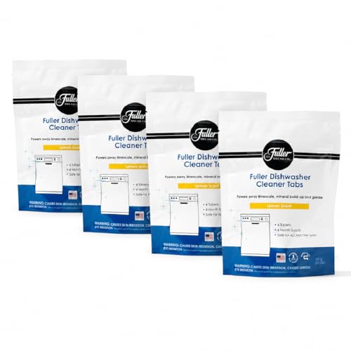 Fuller Dishwasher Cleaner Tabs – Lemon Scent – Eliminates Limescale, Grease & Odors – Septic Safe, Compatible with All Dishwasher Types – (Pack of 4)