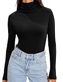 Zeagoo Black Long Sleeve Shirt for Woman High Turtleneck Tight Lightweight Basic Thermal Underwear Tops