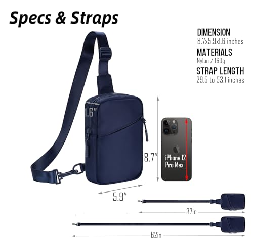 USHAKE Small Sling Bag for Women and Men, Water Resistant Crossbody Chest Bag Small Travel Bag for Casual, Travelling, Sport3