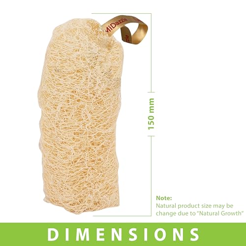 Image of Midazzle Natural Bath Loofah Scrubber - Premium Exfoliating Body Scrubber for Deep Cleansing, High-Lather Foam, Gentle Skin Renewal, Improved Circulation, and Refreshing Bath Experience (MIOL6101)