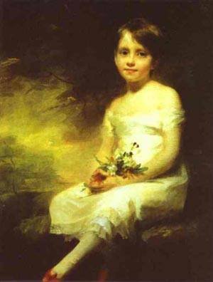 Peinture à l'huile de Sir Henry Raeburn, chef-d'œuvre A Little Girl Carrying Flowers