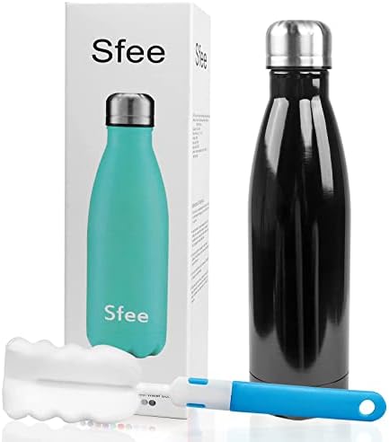 Sfee Insulated Water Bottle, 17oz Stainless Steel Water Bottles, Double Wall Vacuum Reusable Water Bottles Leak Proof BPA-FREE Sports Bottle Cup Keep Hot&Cold for Running Gym Workout Cycling Kids