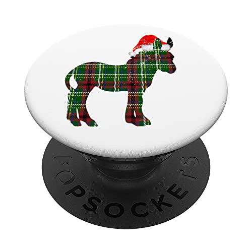 Plaid Donkey Mule Burro Santa Hat - Pijama de Navidad PopSockets PopGrip Intercambiable